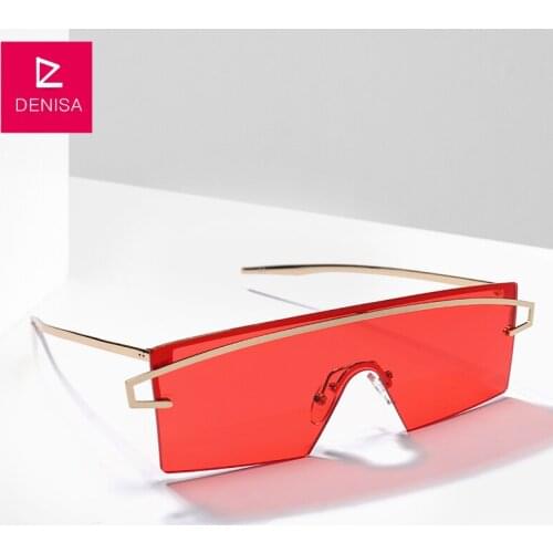 DENISA 2019 New Fashion Unisex Oversized Sunglasses Retro Shield Sun Glasses Men Driving UV400 Eyewear zonnebril dames G18026