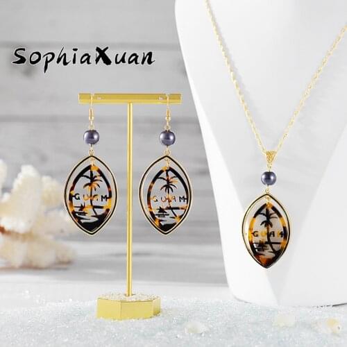 SophiaXuan Polynesian Hawaiian Jewelry Set Fashion Trendy Acrylic Tree Necklaces Earrings Sets Wholesale for Women Gift Summer