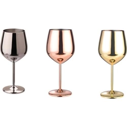 Stainless Steel Goblet Champagne Cup,Wine Glass/Cocktail Glass/Metal Wine Glass for Bar/Restaurant,500ML