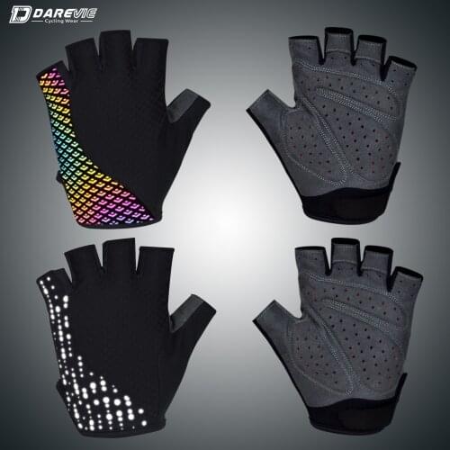 DAREVIE Reflective Cycling Gloves Half Finger Cycling Glove with Verlco High Quality Gel Padded Super Light Soft Bike Gloves
