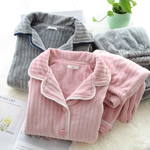 SR235 Warm Flannel Pajamas Set For Women Thick Coral Velvet Long Sleeve Pyjamas Sets Nightgown Pijama Suit Mujer female Homewear