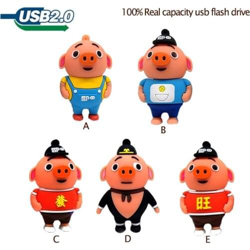 USB flash drive cartoon pigs pen drive 4GB 8GB 16GB 32GB 64GB lovely animals memory stick u disk creative gift pendrive