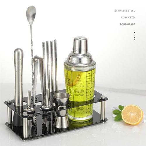 1-14 Pcs/set 550ml 750ml Stainless Steel Cocktail Shaker Mixer Drink Bartender Browser Kit Bars Set Tools With Wine Rack Stand