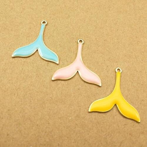 10pcs 24x25mm enamel fish tail charm for jewelry making fashion charm earring pendant bracelet charms