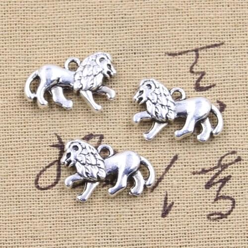 10pcs Charms 3D Animal Lion 15x22mm Antique Bronze Silver Color Pendants DIY Crafts Making Findings Handmade Tibetan Jewelry