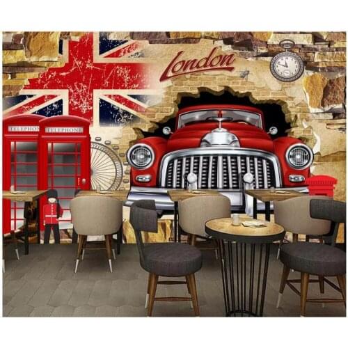 Custom mural 3d photo wallpaper Red car breaking wall background home decor living room 3d wall murals wallpaper for walls 3 d