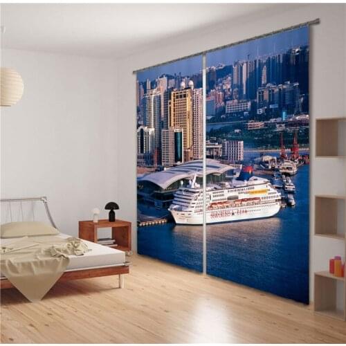 3D Window Curtains Luxury Blackout Living Room Bedroom Drapes Cortinas Rideaux Customized size City Building print pillowcase