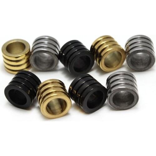 5pcs Stainless Steel 6.5mm Large Hole Spacer Hair beard Beads DIY Handmade Charm Beads for Leather Bracelet Making Accessories