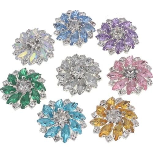 New 5pcs 27mm Rhinestone Decorative Buttons For Clothing Handmade Crystal Brass Metal Button For Manualidades Costura Merceria