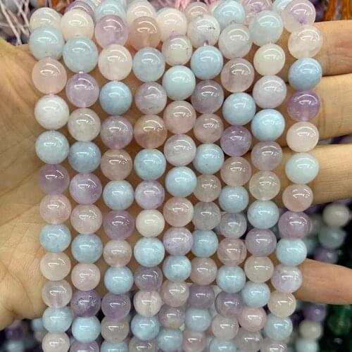 6-8mm Natural Amethysts Aquamarines Beads 15'' Round Green DIY Loose Quartz Beads For Jewelry Making Beads Bracelet Necklace