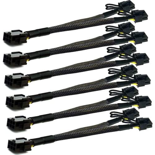 6 pack PCI-e 6 Pin to Dual PCIe 8 Pin (6+2) Graphics Card PCI Express Power Adapter GPU VGA Extension Cable Mining Video Card