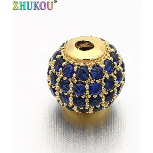 8mm Popular Brass Cubic Zirconia Spacer Beads DIY Jewelry Bracelet Necklace Making, Mixed Color, Model: VZ13/VZ14