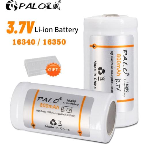 2-14pcs 16340 / 16350 rechargeable battery 3.7v 800mAh lithium batteries