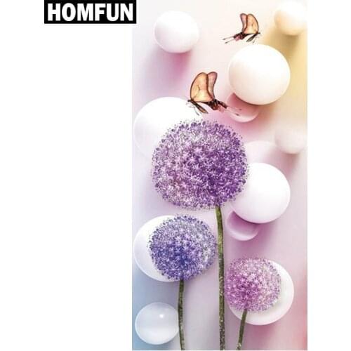 HOMFUN Full Square/Round Drill 5D DIY Diamond Painting "purple dandelion" 3D Embroidery Cross Stitch 5D Decor Gift A00326
