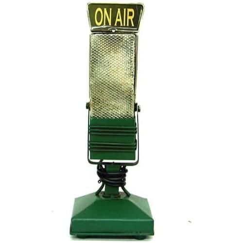 Antique Decor Metal Retro Microphone Green Miniature Classical Trinket Gift Nostalgic Vintage Handmade Hand Painted Art Quality