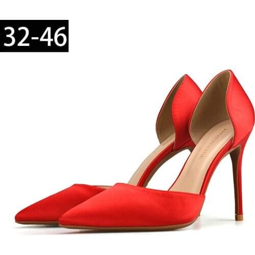 Brand Luxury Classic Elegant Women Red High Heels Sandals 2020 Ladies Satin Shoes Valentine Pumps Scarpins