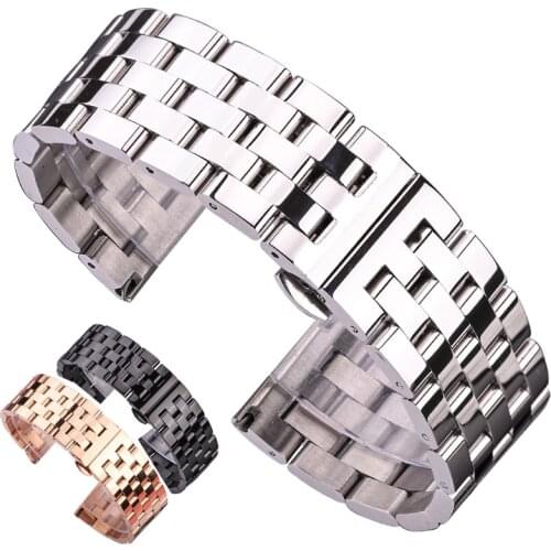 Solid Metal Watchabnds Bracelet Silver Black Rose Gold Men Women 316l Stainles Steel Watch Band Strap 20mm 22mm 24mm 26mm