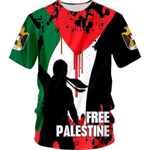 IFPD Oversize T-shirt Men 3D Printed Free Palestine Short Sleeve Shirt Polyester Breathable Fight For Freedom American Size Tees