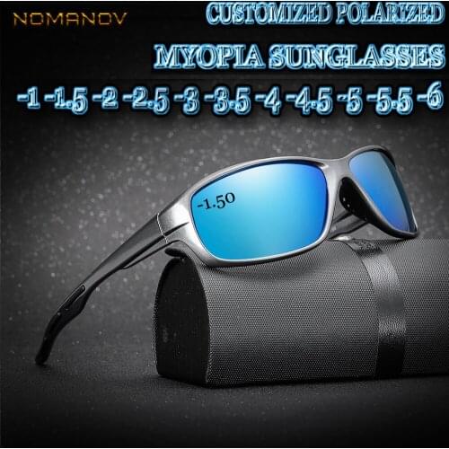 Custom Made Myopia Minus Prescription Polarized Lens Sports Fashion Polarized Sunglasses Colorful Mirror Coating -1 TO-6