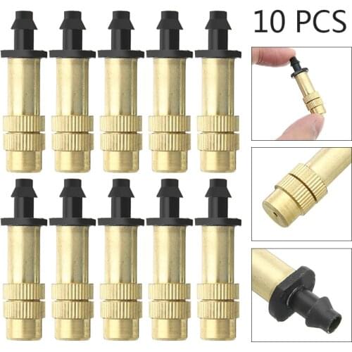 10pcs Threaded Brass Mist Nozzle Lawn Greenhouse Irrigation Micro Sprinklers Gardening Cooling System Water Misting Sprinkler