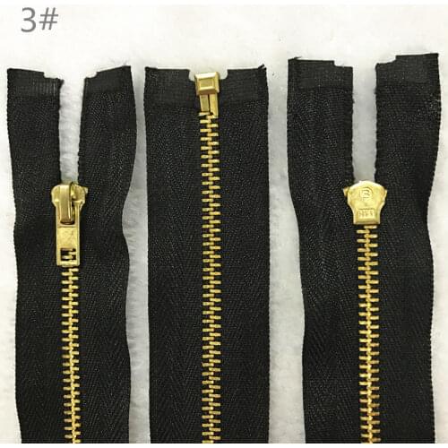 Brass Metal 3# 5pcs ( 30-60CM ) Separator Zipper On Black Nylon Coil Zipper