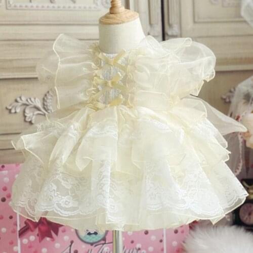 Baby girl summer Spanish Lolita Princess Ball Gown Mesh Bow Stitching Birthday Party Easter Sweet Cute princess Dress