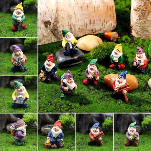 Mini Gnome Figurines Garden Gnome Statue Decoration for Garden Yard Desk Lawn Miniature Fairy Gnome Ornament Garden Accessories