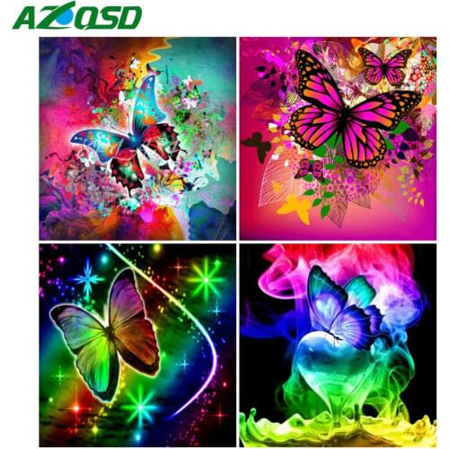 AZQSD Diamond Embroidery Diy Butterfly Cross Stitch Kits Handmade Craft Diamond Painting Set Animal Home Decoration