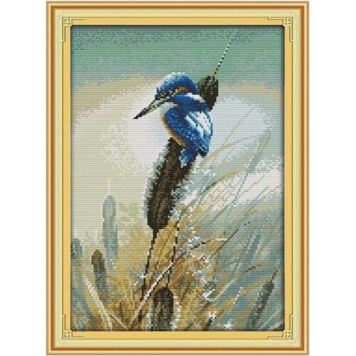 Joy Sunday Cross Stitch Kits River and Kingfisher Patterns 14CT 11CT Counted Cross Stitch Printed Handmade Embroidery Needlework