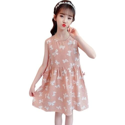 Dress Girl Big Bow Dresses For Girl Summer Party Dress Child Casual Style Girls Clothing 6 8 10 12 14