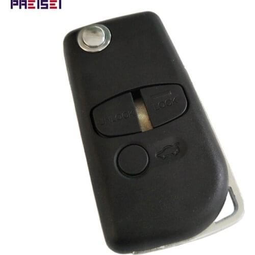 PREISEI 10pieces/lot 3 Buttons Remote Flip Modified Car Key Cover For Mitsubishi Outlander Grandis Pajero Right Groove Blade
