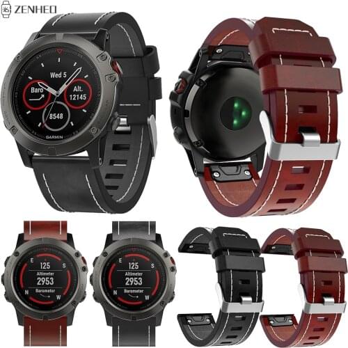 Genuine Leather Strap Bracelet Quick Easy Fit 26mm Watchband For Garmin Fenix 5X 5X Plus/Fenix 3 Smart Watch Band Wristband