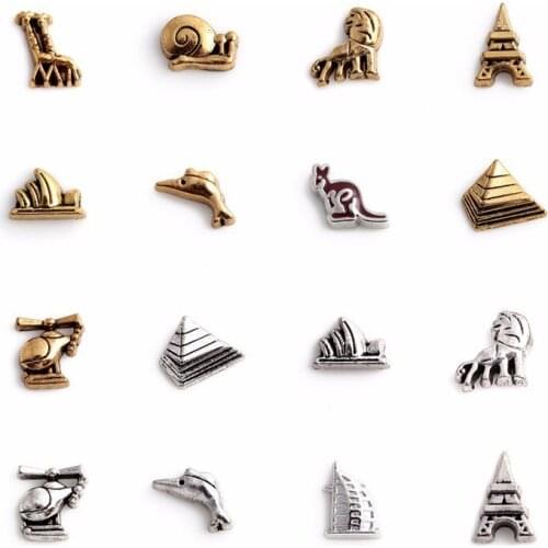 Mix Animal Giraffe Snail Dolphin Lion Floating Charms Handmade Airplane Eiffel Tower Pendant For Locket Necklaces Jewelry