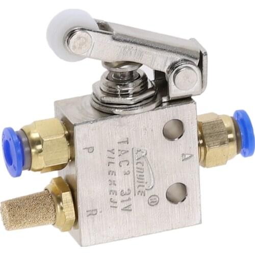 TAC2-31P Exhaust valve 2 Position 3 Way Roller Lever Mechanical Valve Pneumatic valve switch 1/8" Female Thread w Fittings