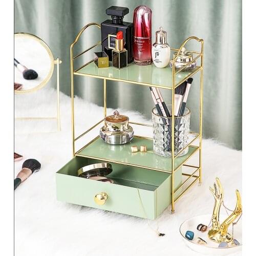 Toilet Cosmetic Storage Box Iron Desktop Multi-Layer Skin Care Products Perfume Dresser Drawer Rack