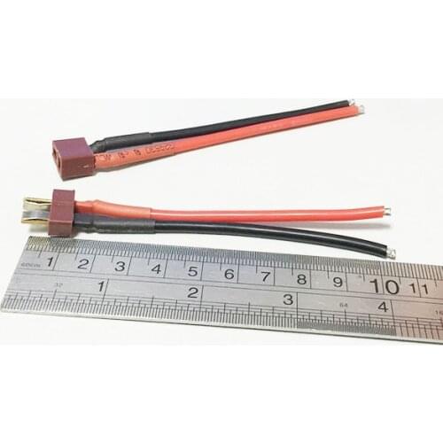 1 Pair T plug male female connector Silicone Wire With 10CM 14AWG for RC