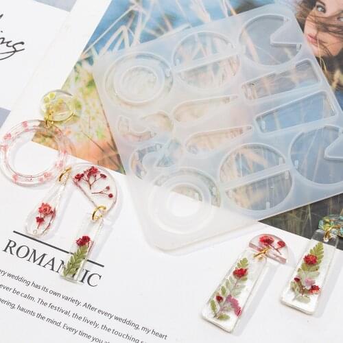 1 pcs Crystal Epoxy Resin Molds Geometric Earrings Ear Pendant Casting Silicone Mould DIY Craft Handmade Jewelry Making Tools