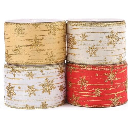 10 Yards Glitter Sheer Snowflake Ribbon for Wedding Party Christmas Tree Decor L4MB