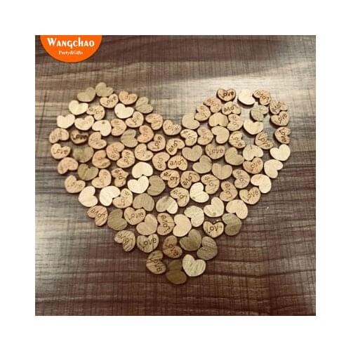 100pcs/lot Vintage Wooden Heart Shape Decoration Rustic Wedding & Engagement Decor Party Photo Props Diy Accessories Supplies