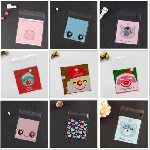 100pcsvarious styles 7x7cmOpp self-adhesive candy biscuit biscuit snack packaging bag gift bag for family wedding birthday party