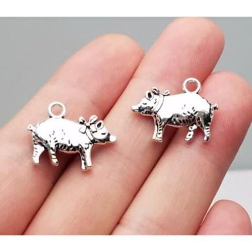 15pcs/lot--21x17mm, pig cham,Antique silver plated Cute Pig charms,DIY supplies, Jewelry accessories