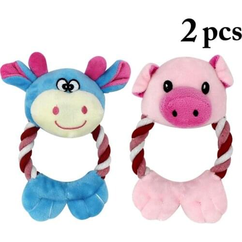 2Pcs/Set Creative Bite Resistant Dog Toys Cute Pig Deer Shape Puppy Squeak Toy Dog Bite Toy Pet Supplies Dog Favors