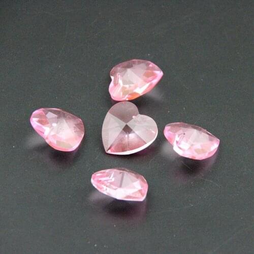20pcs/Lot 28mm In One Hole Heart Shape Pink Color Crystal Heart Pendant Decorative Chandelier Wedding Hot Sale