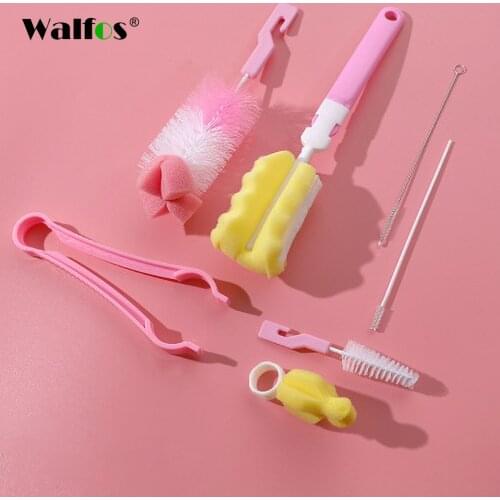 WALFOS 7pcs/4pcs Feeding Bottle Cleaning Brush Sponge Cup Brush Nipple Brush Straw Brush Cleaning Set