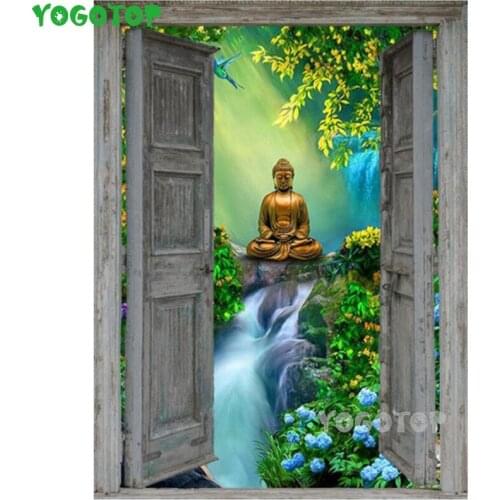 Diy Diamond Art Painting Religion 5d Diy Diamond Embroidery Cross Stitch Buddha Full Mosaic Home Decor Door waterfall YY5178