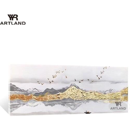 Free shipping gold montains wall home decoration handmade oil painting on canvas hanging pictures for living room no framed