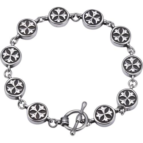 11mm Stainless Steel Curb Cuban Link Chain Bracelet Men Vintage Pattern Punk Jewelry Charm Bracelets Bangles Gift GS0019