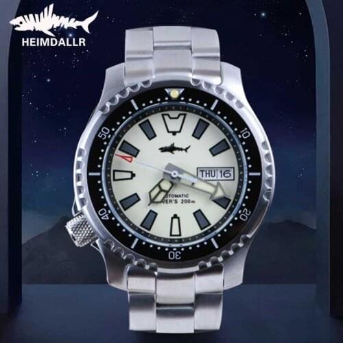 Heimdallr Mens Automatic Diving Watch Sapphire Crystal C3 Super Panoramic Luminous 200M Waterproof Japan NH36A Mechanical Watch