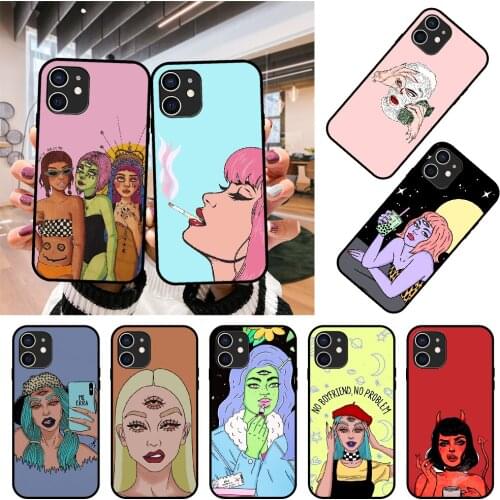 Phone Case For Apple IPhone 12 Mini 11 Pro XR X MAX SE XS 4 5 6 6S 7 8 E Plus Black Cover Waterproof Trend Coque Bad-girls