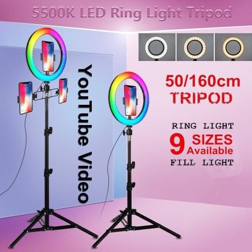 RGB 26cm/10inch Dimmable Led Ring Light Photography LED Selfie Youtube Channel Selfie Ring Light with Stand Beauty Fill Light